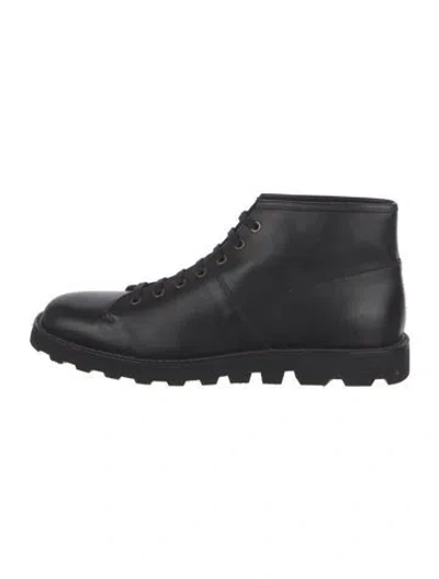Pre-owned Prada Leather Lace-up Boots In Black