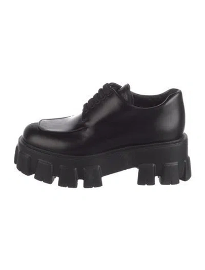 Pre-owned Prada Leather Lace-up Boots In Black