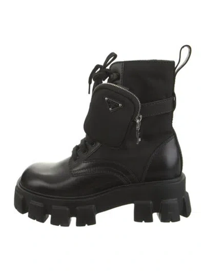 Pre-owned Prada Leather Lace-up Boots In Black