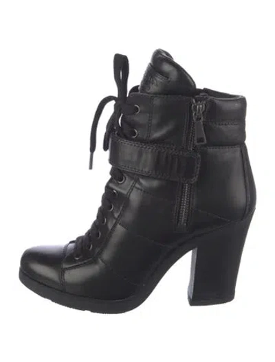 Pre-owned Prada Leather Lace-up Boots In Black