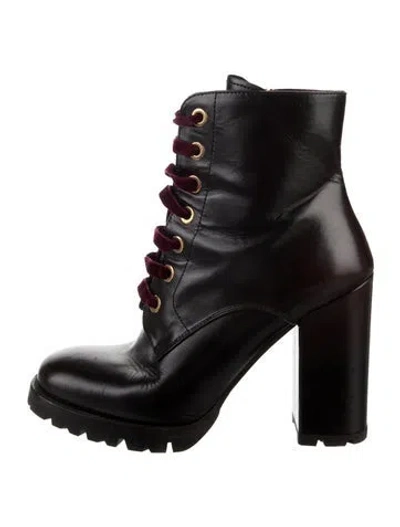 Pre-owned Prada Leather Lace-up Boots In Black