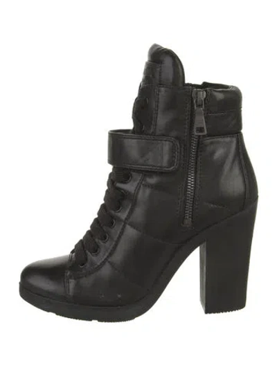 Pre-owned Prada Leather Lace-up Boots In Black