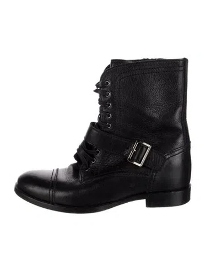 Pre-owned Prada Leather Lace-up Boots In Black