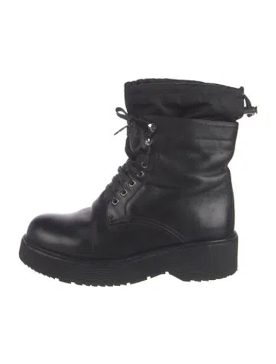 Pre-owned Prada Leather Lace-up Boots In Black