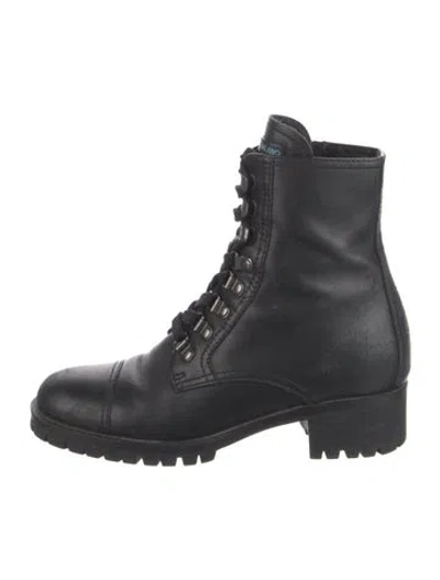 Pre-owned Prada Leather Lace-up Boots In Black