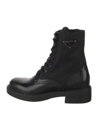 Pre-owned Prada Leather Lace-up Boots In Black