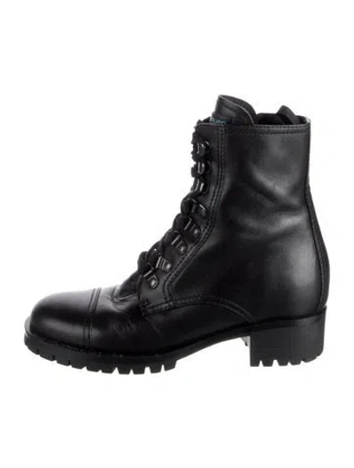 Pre-owned Prada Leather Lace-up Boots In Black