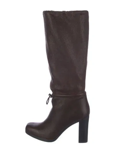 Pre-owned Prada Leather Lace-up Boots In Brown