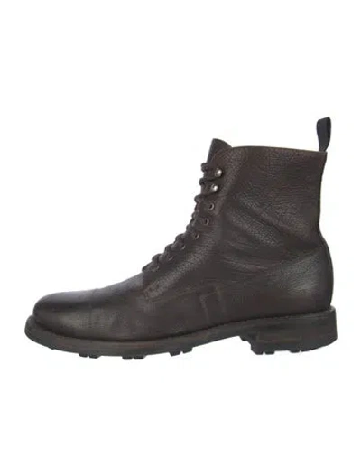 Pre-owned Prada Leather Lace-up Boots In Brown