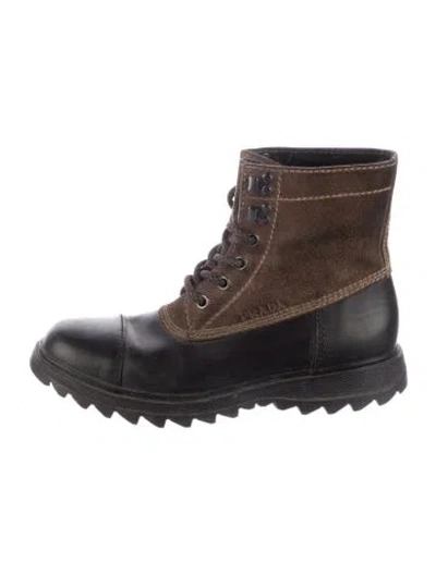 Pre-owned Prada Leather Lace-up Boots In Multi
