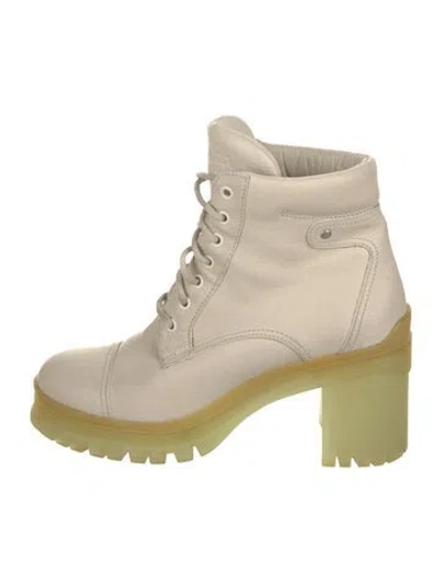 Pre-owned Prada Leather Lace-up Boots In Neutrals