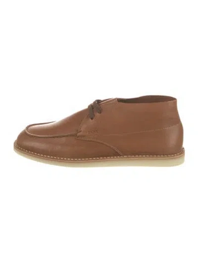 Pre-owned Prada Leather Lace-up Boots W/ Tags In Brown