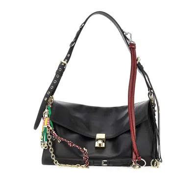 Prada Leather Large  Soft Sound Bag In Black