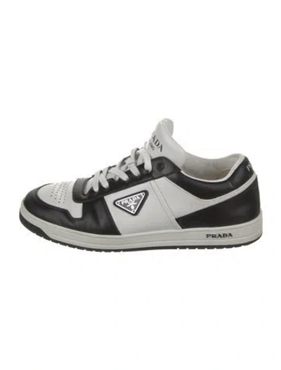 Pre-owned Prada Leather Lasercut Accents Athletic Sneakers In Black