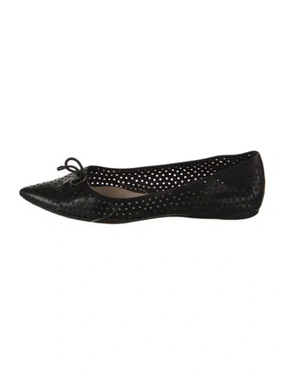 Pre-owned Prada Leather Lasercut Accents Ballet Flats In Black