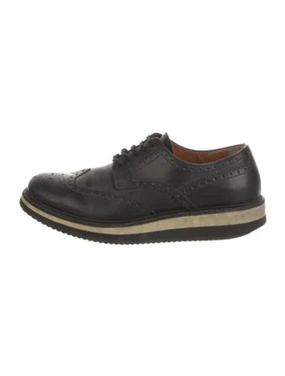 Pre-owned Prada Leather Lasercut Accents Brogues In Black