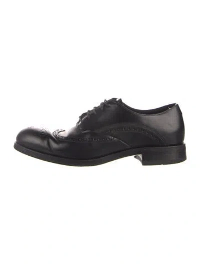 Pre-owned Prada Leather Lasercut Accents Brogues In Black