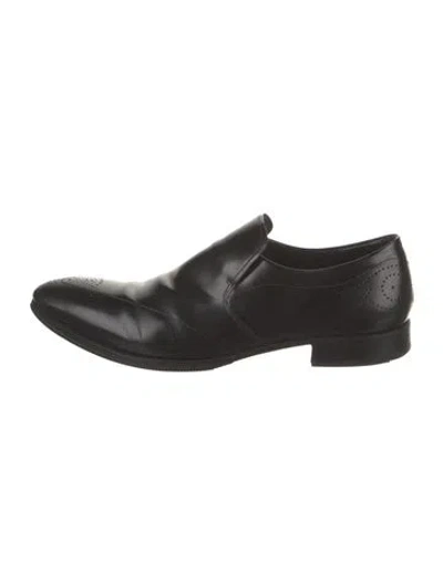 Pre-owned Prada Leather Lasercut Accents Brogues In Black