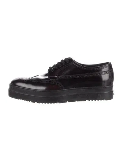 Pre-owned Prada Leather Lasercut Accents Brogues In Black