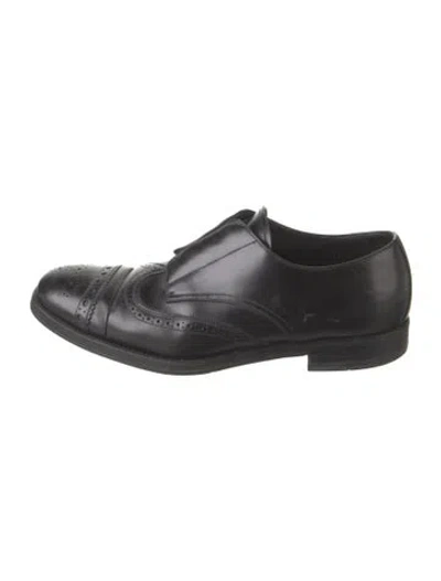 Pre-owned Prada Leather Lasercut Accents Brogues In Black