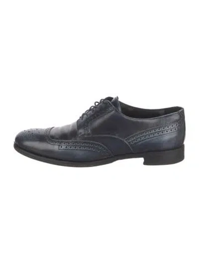 Pre-owned Prada Leather Lasercut Accents Brogues In Blue