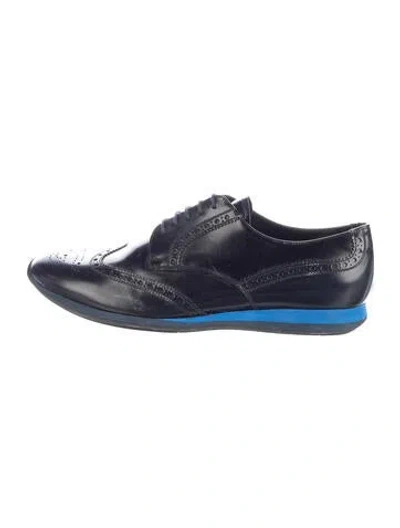 Pre-owned Prada Leather Lasercut Accents Brogues In Blue