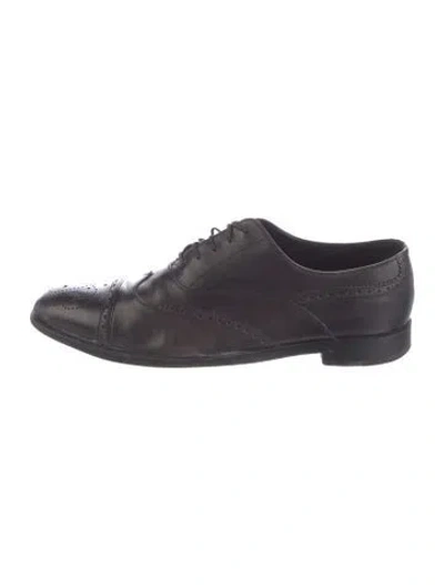 Pre-owned Prada Leather Lasercut Accents Brogues In Brown