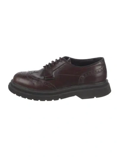 Pre-owned Prada Leather Lasercut Accents Brogues In Brown