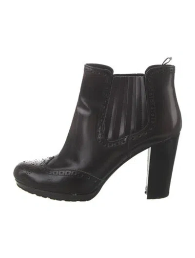 Pre-owned Prada Leather Lasercut Accents Chelsea Boots In Black