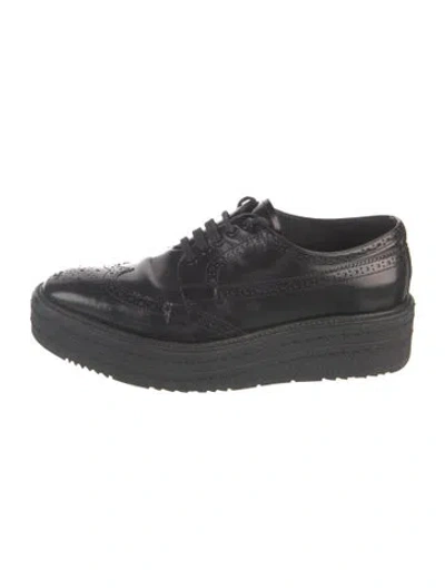 Pre-owned Prada Leather Lasercut Accents Chunky Sneakers In Black