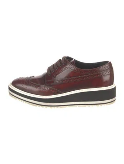 Pre-owned Prada Leather Lasercut Accents Chunky Sneakers In Brown