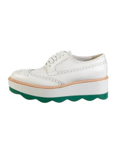 Pre-owned Prada Leather Lasercut Accents Chunky Sneakers In White