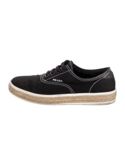 Pre-owned Prada Leather Lasercut Accents Espadrilles In Black