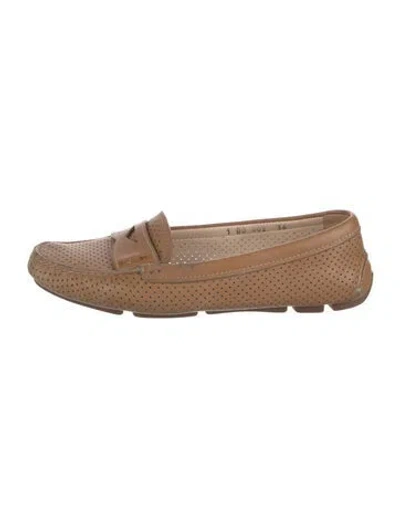 Pre-owned Prada Leather Lasercut Accents Loafers In Neutral