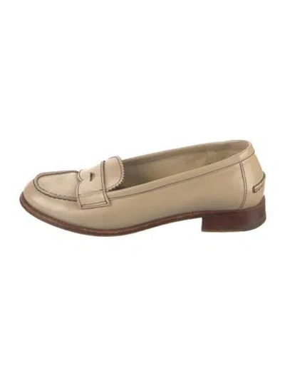 Pre-owned Prada Leather Lasercut Accents Loafers In Neutrals
