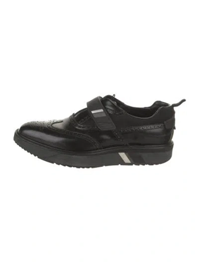 Pre-owned Prada Leather Lasercut Accents Monk Straps In Black