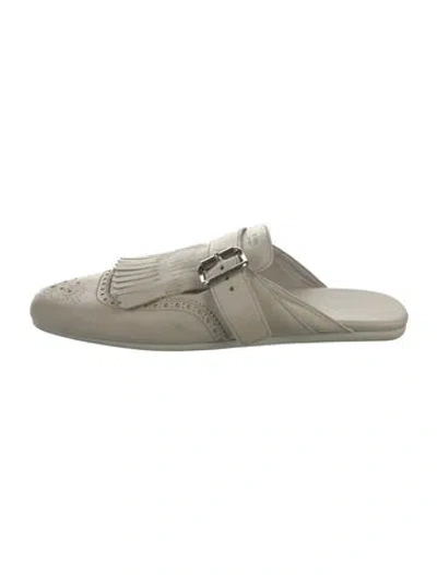 Pre-owned Prada Leather Lasercut Accents Mules In White