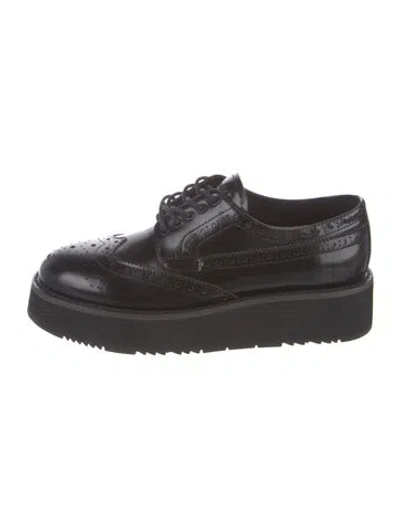 Pre-owned Prada Leather Lasercut Accents Oxfords In Black