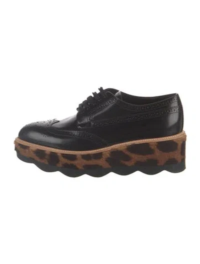 Pre-owned Prada Leather Lasercut Accents Pumps In Black