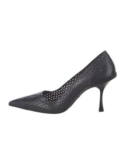 Pre-owned Prada Leather Lasercut Accents Pumps In Blue