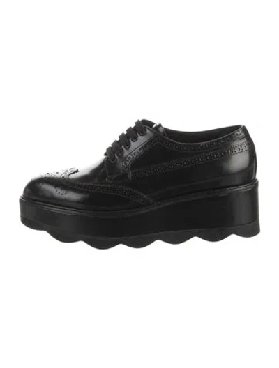 Pre-owned Prada Leather Lasercut Accents Sneakers In Black