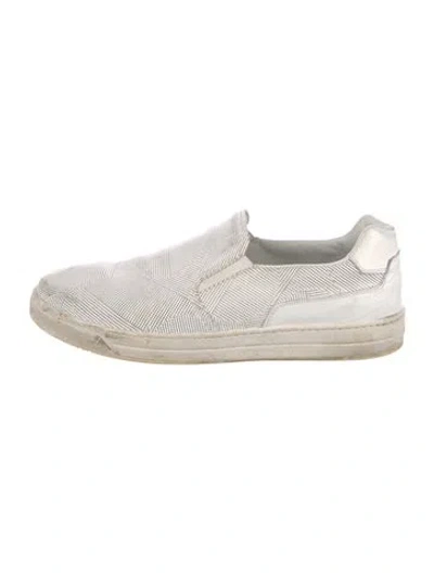 Pre-owned Prada Leather Lasercut Accents Sneakers In White