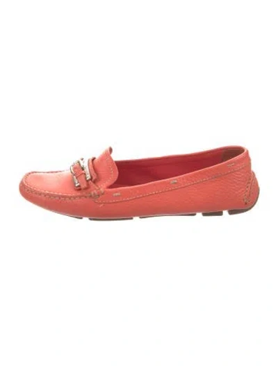 Pre-owned Prada Leather Leather Trim Embellishment Loafers In Pink