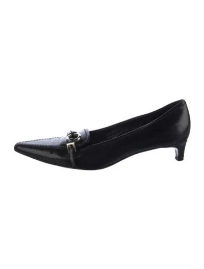 Pre-owned Prada Leather Leather Trim Embellishment Pumps In Black