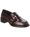 Prada Polished Brown Flat Shoes With Decorative Buckle In Brown