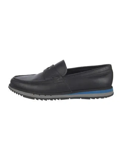 Pre-owned Prada Leather Loafer Sneakers In Blue