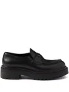 Prada Black Brushed Leather Loafer In Black