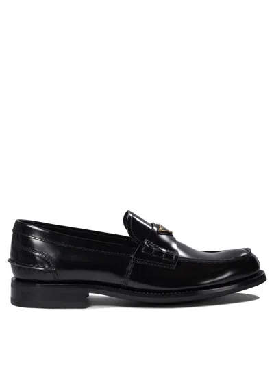 Prada Leather Loafers In Black