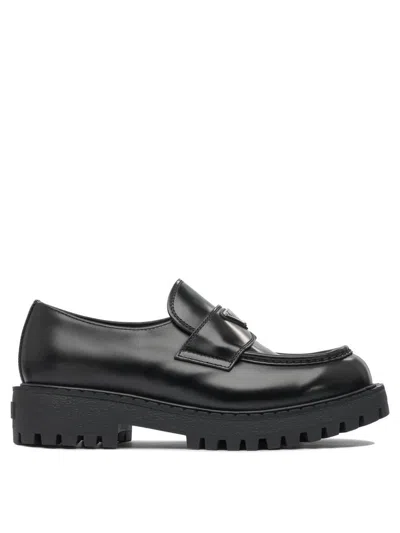 Prada Leather Loafers In Black