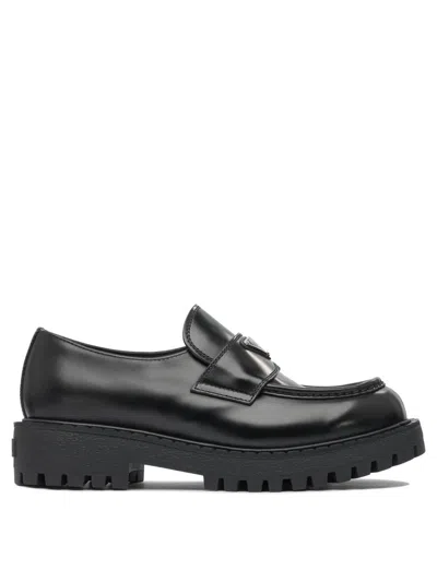 Prada Leather Loafers In Black